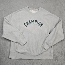 Champion Sweater Mens XL Gray Reverse Weave Crewneck Sweatshirt Spell Out Logo