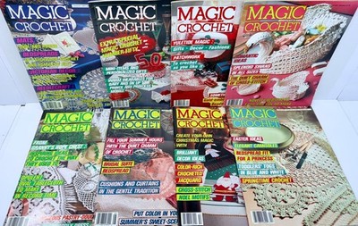 Magic Crochet Magazines 1987-1989 Lot of 8 Patterns Needlecraft Knitting