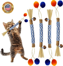 Catnip 4PCS Chew Stick with Wrapped Cotton Rope Natural Dental Care Cat Toy fo