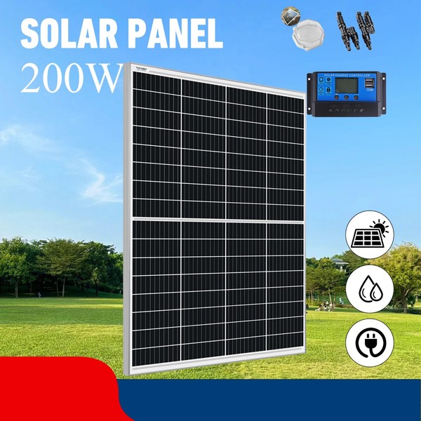 200W 12V Monokristallin Solarpanel Solarmodul Photovoltaik Wohnmobil 200 Watt-image