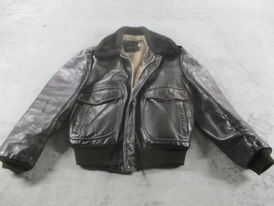 Vintage JCPenney Jacket Mens 40 Brown Leather Bomber Shearling