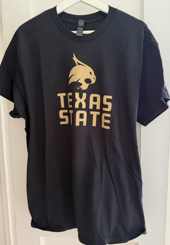 NEW Texas State University Bobcat Logo Screenprint T-shirt Cotton Black XL