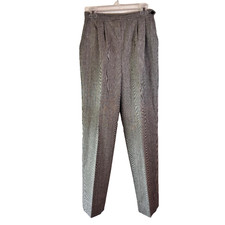 Vintage Evan Picone Grey Tweed Pants Pleated Front Side Button Women's Size 12