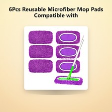 6Pcs Reusable Microfiber Mop Pads Compatible with Sweeper Mop, Replacement We...