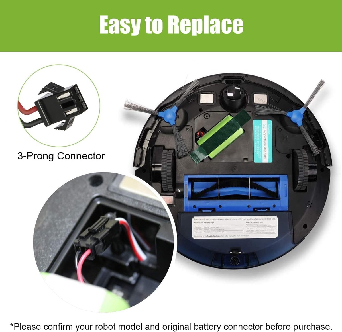 Eufy Robovac 11s Max Uyumlu Robot Süpürge Bataryası 3200mAh Ultra Yüksek Kapas