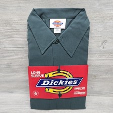 Vintage Dickies Button-Up Shirt Mens Large Green Long Sleeve Workwear USA 16x32
