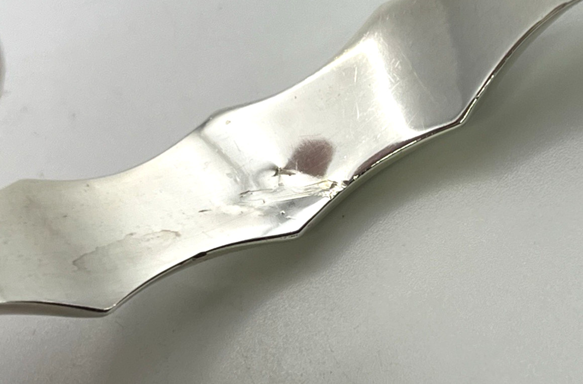 Vtg HINGED BANGLE 925 Solid Sterling Silver BAMBO… - image 9
