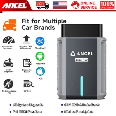 ANCEL ECHO OBD2 Scanner 3 Resets Code Reader All System Car AUTO Diagnostic Tool