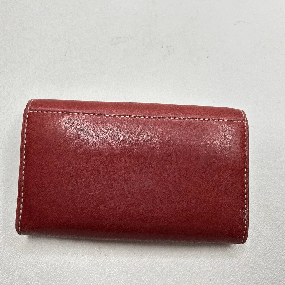 Cartera vintage COACH-Est.1941 cuero rojo solapa a presión frontal estilo cremallera interior Foto 3 de 4