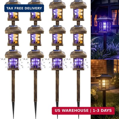12 Pcs Solar Bug Zapper Outdoor Waterproof 2 in 1 Mosquito Zapper Solar Powered