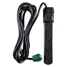 6-Outlet Surge Protector with 12 Ft. Cord, Black