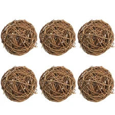 6 Pcs 3" Wicker Rattan Balls Decorative Ball for Centerpiece Bowls Withered Tree