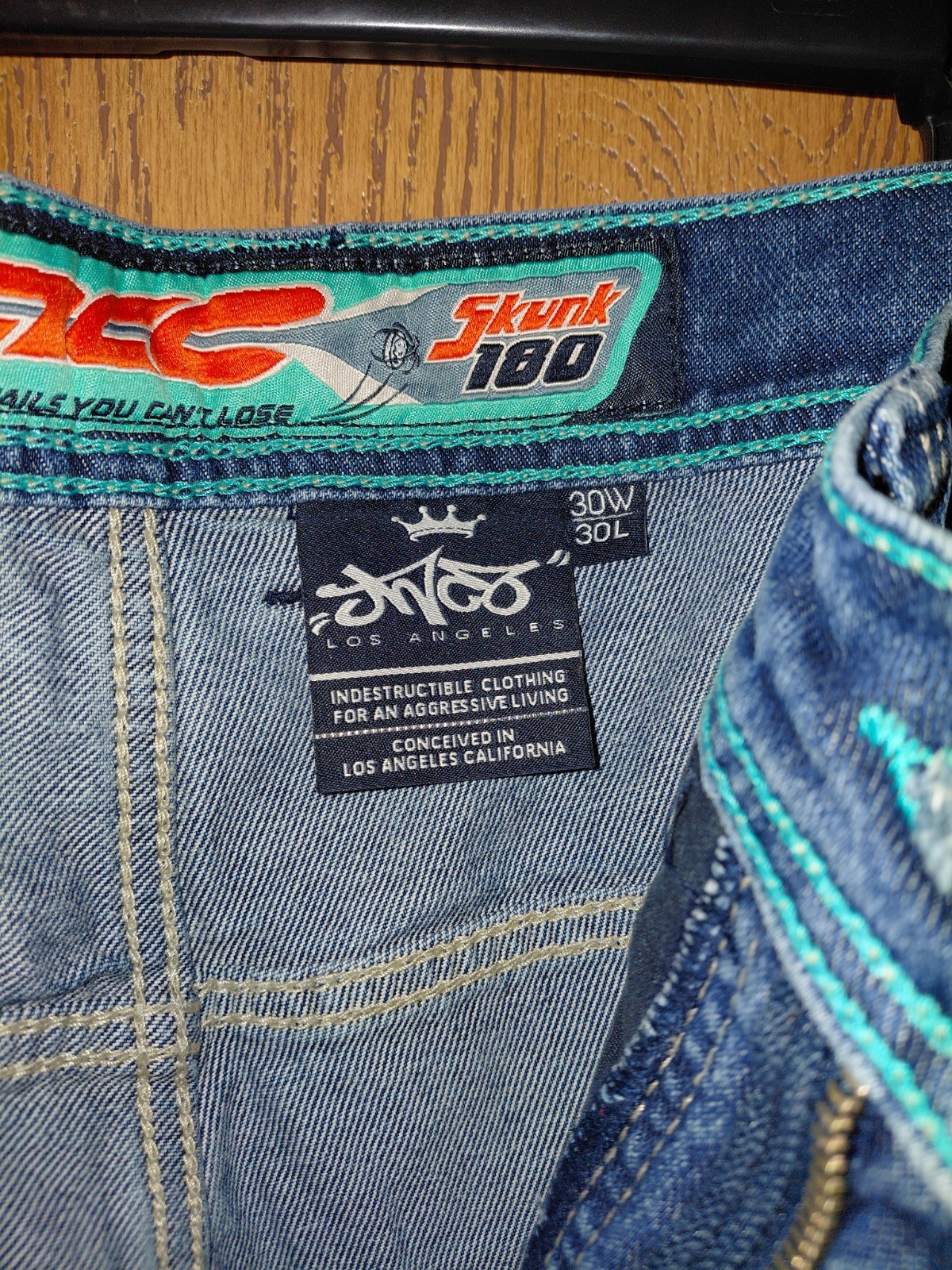 JNCO 180 SKUNK JEANS  Limited  Edition Dark Stone 30W X 30L See Description image 8