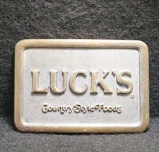 WH01110 VINTAGE 1970s  LUCK'S  COUNTRY STYLE FOODS ADVERTISEMENT BELT BUCKLE