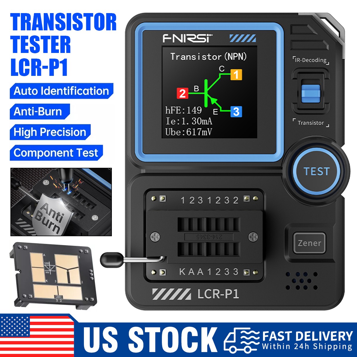FNIRSI LCR-P1 Transistor Tester Diode Triode MOSFET NPN PNP SMD LCR ESR Meter _