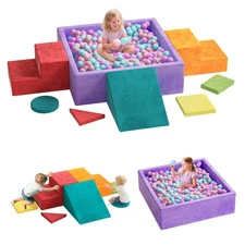 8-Piece Foam Climbing Blocks with Ball Pit for Toddlers 1-3, Soft Play Toddle...
