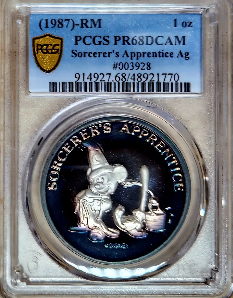 1987 (RM)🌈GALAXY TONED PCGS PR 68-DCAM,SILVER🌈 MICKEY'S SORCERERS APPRENTICE - Image 2 of 4