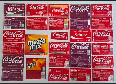 Coca - Cola * Santa * Schatz * Mate * Cherry * mezzo mix * 28 x Etiketten