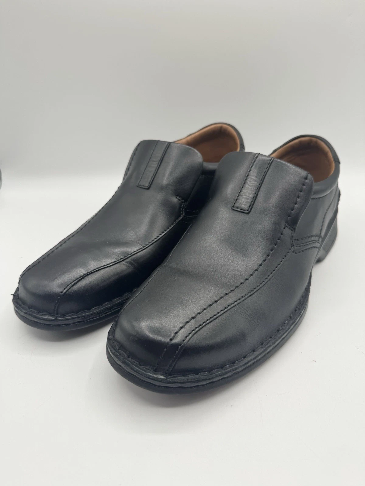 Mocassino uomo Clarks Escalade taglia 10 5 con scarpa veneziana slip on pelle nera