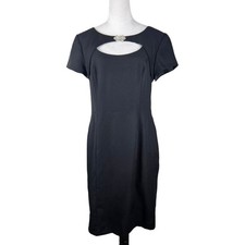 Vintage Donna Ricco Womens Elegant Black Dress Size 12 Rhinestone Accents