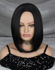 Perruque Synthétique Noir Lisse Cheveux Court +4 BONNET OFFERT FR Coiffure Femme