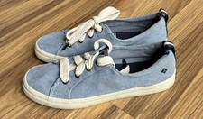 Sperry Lt Blue Canvas Sneakers Thick Laces STS82617 Ladies Sz 9.5