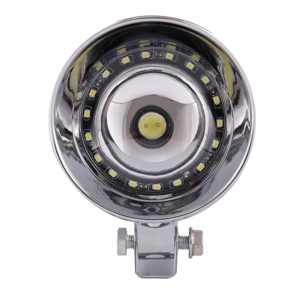 Luz antiniebla LED 12V cromada para conducir motocicleta para Harley Honda Yamaha Foto 3 de 4