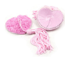 Nipple Covers Nippies Pasties Adhesive Pink Heart with Pink Tulle Pompons