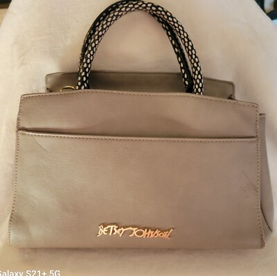 Betsey Johnson handbag Khaki Beige Polka Dots Rose Lining Designer 