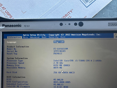 PANASONIC TOUGHPAD FZ-G1 MK5 I5 8GB, 256GB SSD 4G LTE/TOUCH