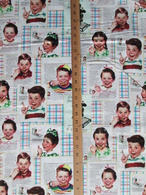 Vintage Kelloggs Cereals Cereal Kids Blocks Cream Cotton Fabric FQ - Image 4 of 4