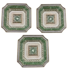 Fitz And Floyd Classics Gregorian Canape Plates  Set Of 3 Square Holiday Dove