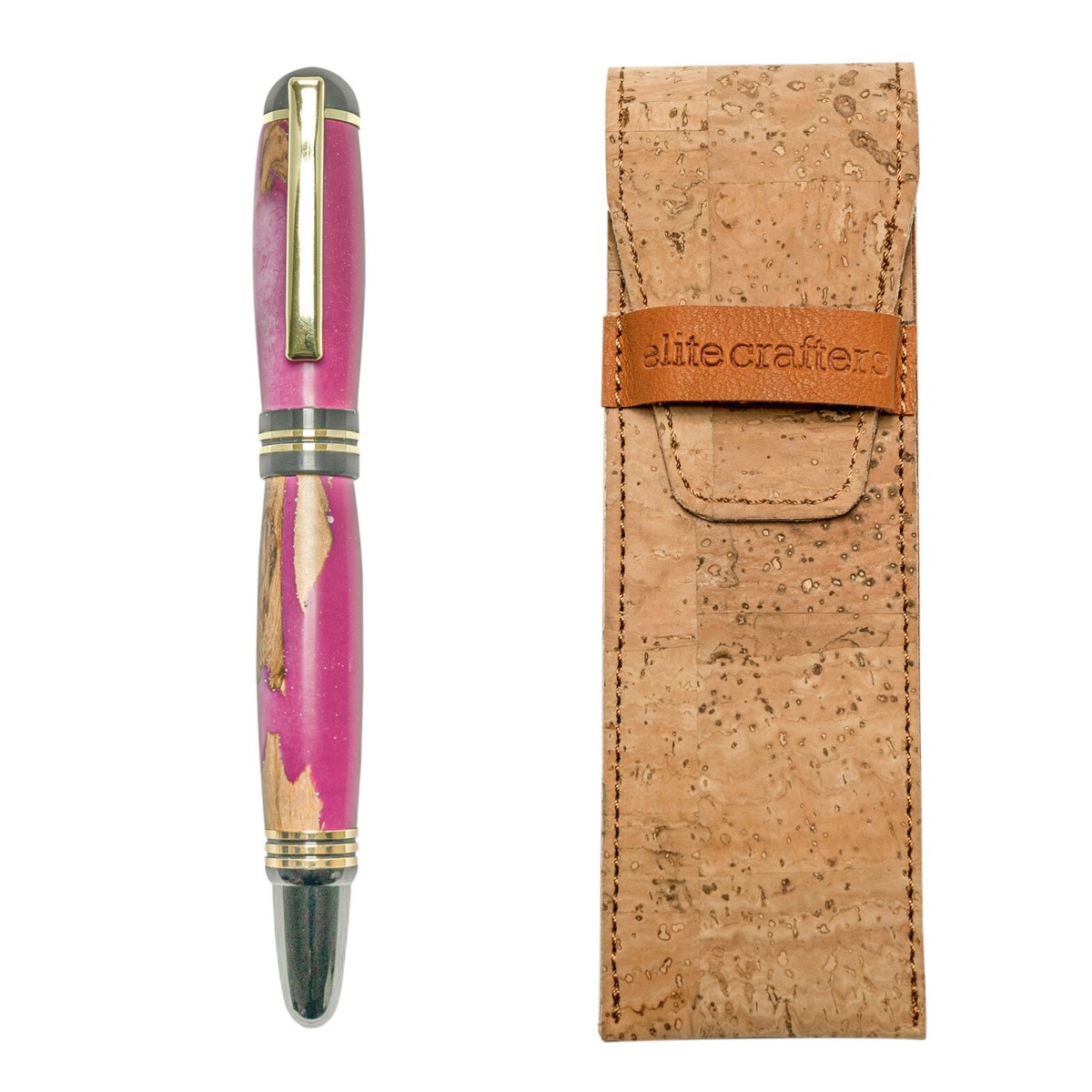 Rollerball Pen, Handmade of Olive Wood Pink Color Epoxy Resin, 