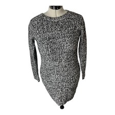 Boohoo Women’s black white knitted sweater dress long sleeve bodycon  Size 12