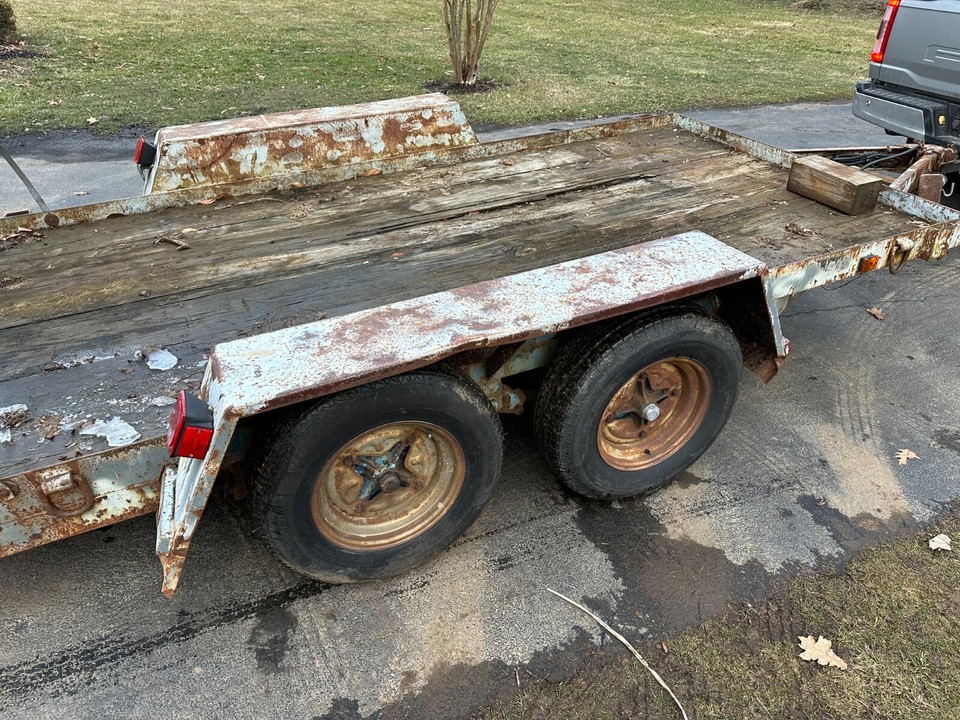 1983 6x12 9K 10k GVWR Heavy Duty Flatbed Wood Deck Equipment Trailer w