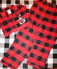Disney Mickey Mouse Boy's Christmas Pajamas Sz 9/10 Plaid