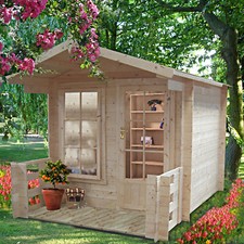 LOG CABIN GARDEN ROOM OFFICE SINGLE DOOR WOOD SUMMERHOUSE APEX HOUSE VERANDA 9x9