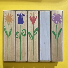 Long Stems Tulip flowers Bouquet Background Z Hero Arts Rubber Stamp