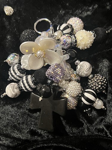 Black and White Cross Charm - Picture 3 of 6