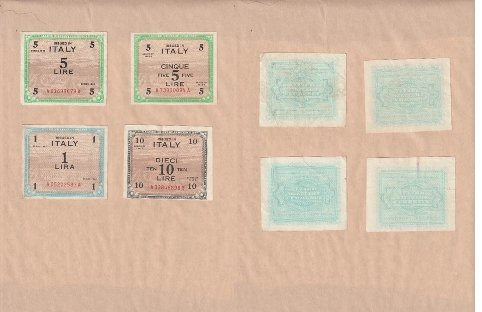1943 Lot of 11 Allied Military Currency Italy 1943 & 1943 A Series - Image 4 of 4