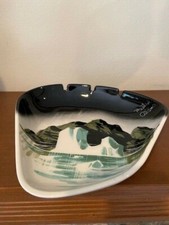 VTG Matthew Adams Hand Painted Large Ceramic Ashtray w/Icebergs Signed EUC