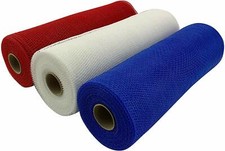 Red White Blue Deco Mesh - 10" x 10 Yards, Set of 3 Rolls, 4th of July, USA