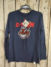 Girl's large 14 Majestic Long Sleeve Cleveland Indians T-Shirt Shirt Tee NEW