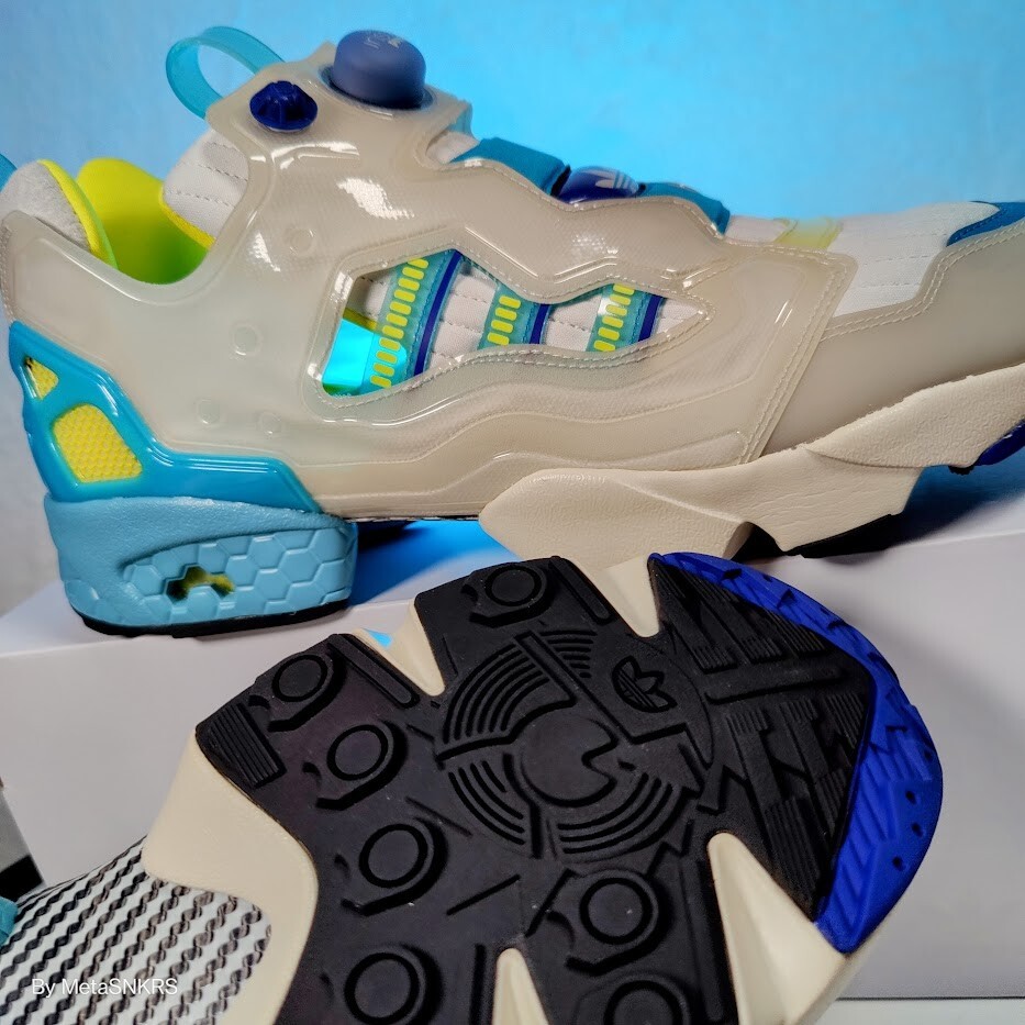 Adidas US 13 Men's White Yellow Aqua Blue Retro ZX Fury InstaPump