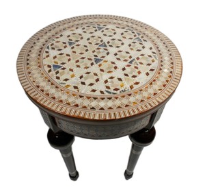Handmade-Mother-of-Pearl-Round-Moroccan-Side-Coffee-Table