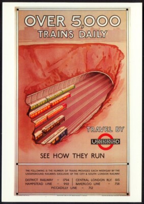 Moderne Postkarte: 5000 Züge täglich in der U-Bahn. Plakat Repro von 1922 (LTM378