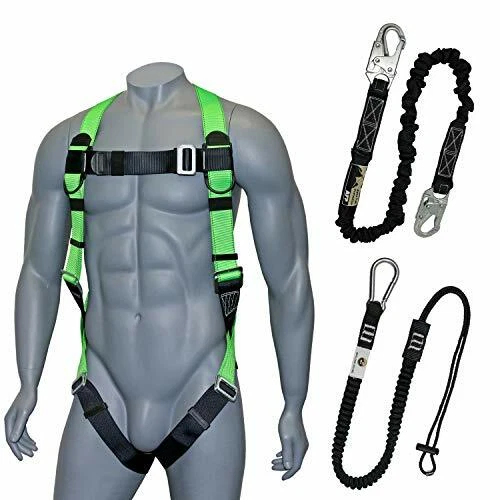 Fall Protection Safety Harness with Dorsal D Ring Roofing Kit Lanyard and  Tool