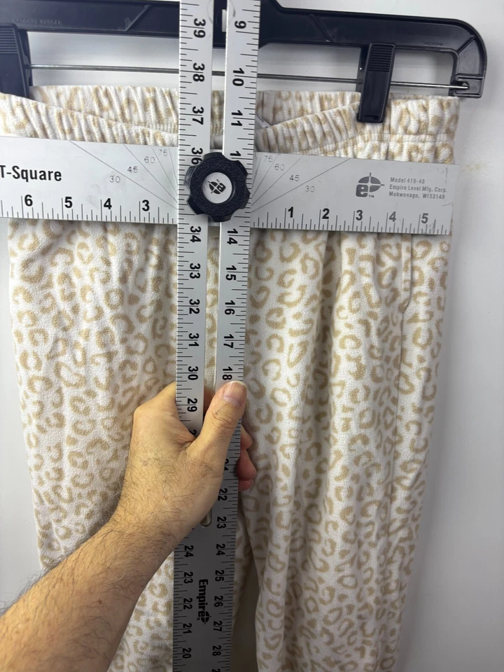 Pantalones deportivos antiguos azul marino para niñas talla grande color crema tostado estampado de leopardo cordón Foto 4 de 4