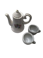 Beautiful Miniature Doll House Dish Decorating White Tea Coffee Pot