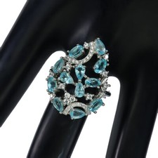 925 Sterling Silver Ring Pear Apatite Natural Gemstone Jewelry Size 8.5